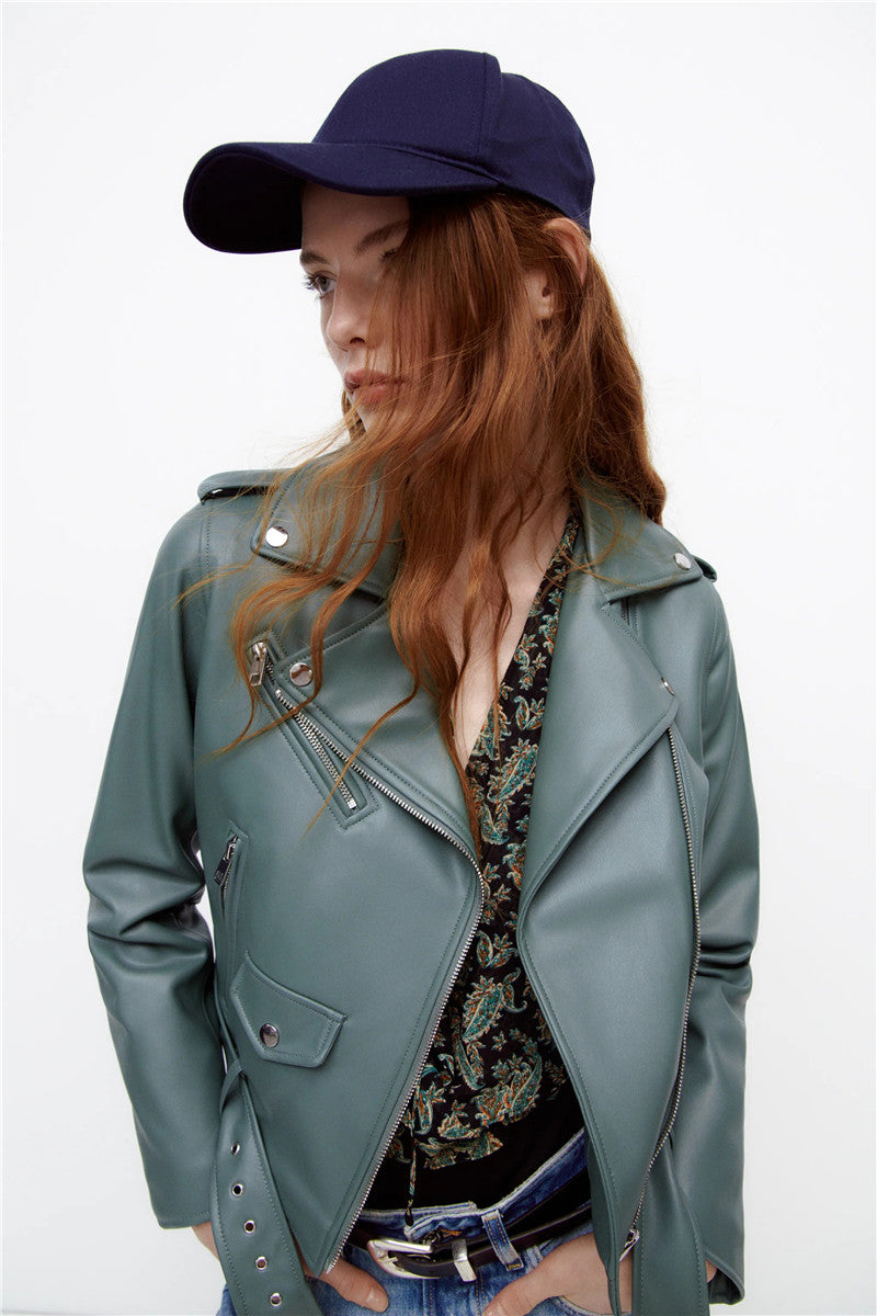 Neue Damen-Leder-Motorradjacke