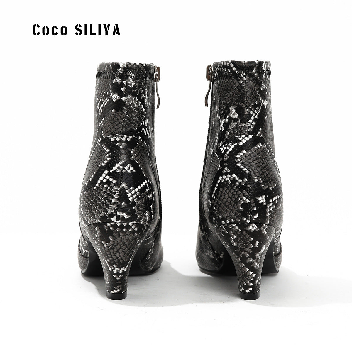 Large Pointed Toe Thick Heel Short Boots for Women's