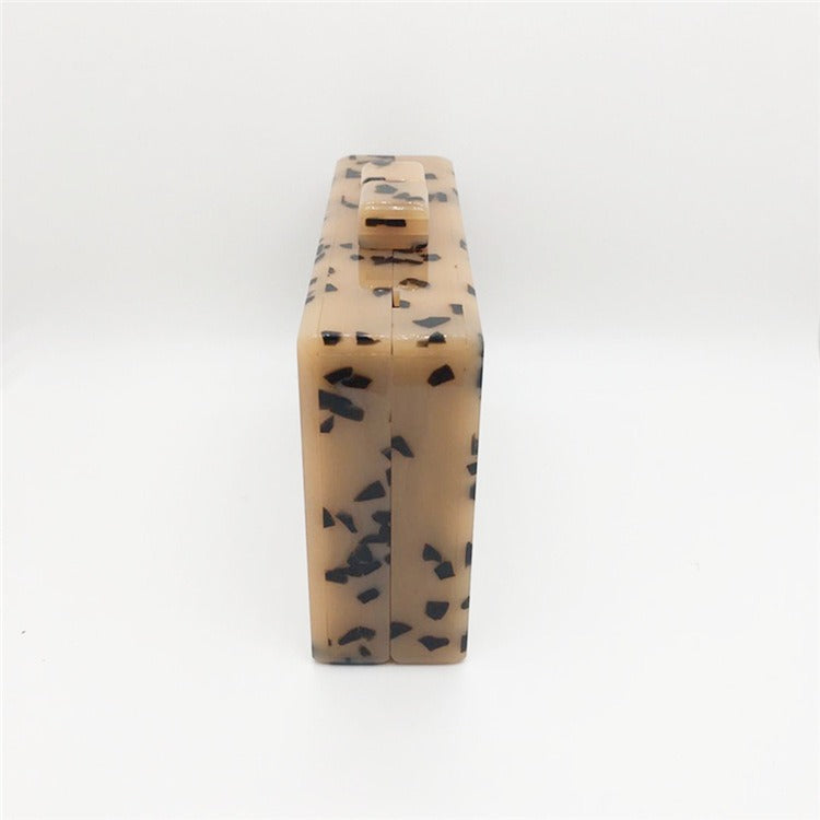 Speckled Pattern Dinner Bag Cross Body Dress Women's Bag Chain Hard Box Acrylic Handbag