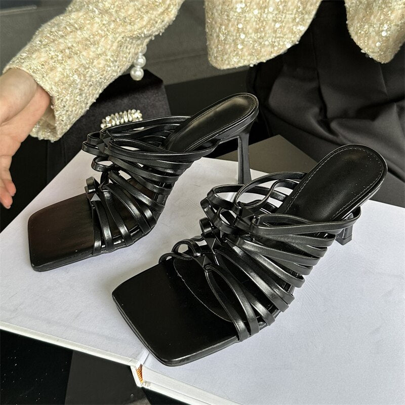 Bearbeitungszeit: 3–5 Tage nach Auftragserteilung. Eilyken Fashion Schmalband Dünne Niedrige Absätze Hausschuhe Damen Sommer Elegante Quadratische Offene Zehen Party Damen Strandschuhe