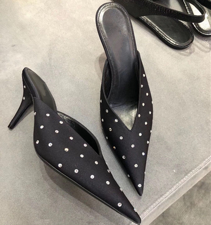 Sexy High Heeled Shoes V-Mouth Thin Heel Pointed Slippers Women Shoes
