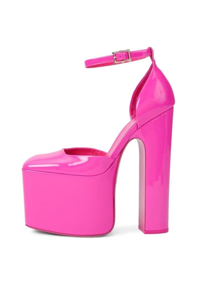 Bearbeitungszeit: 5-7 Tage nach Auftragserteilung Frühling und Sommer Damen Dicke Sohle Square Toe High Heels Fashion Model Show Party Party Hochzeit Große Damenschuhe