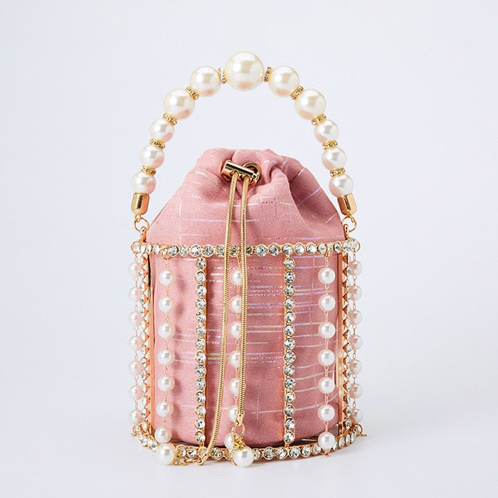 Rhinestone Pearl Clutch Women Handmade Diamond Beaded Bag