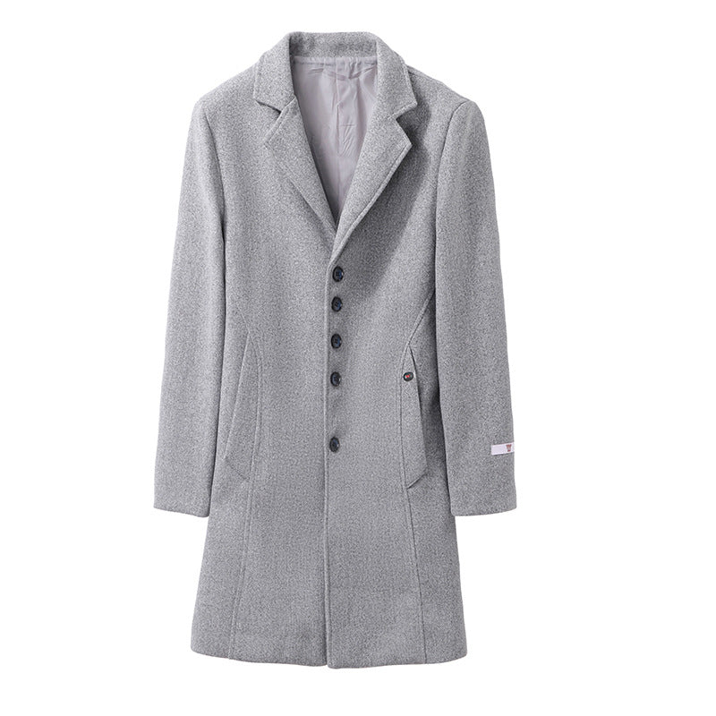 New Solid Color Fashion Brand Slim Woolen Coat