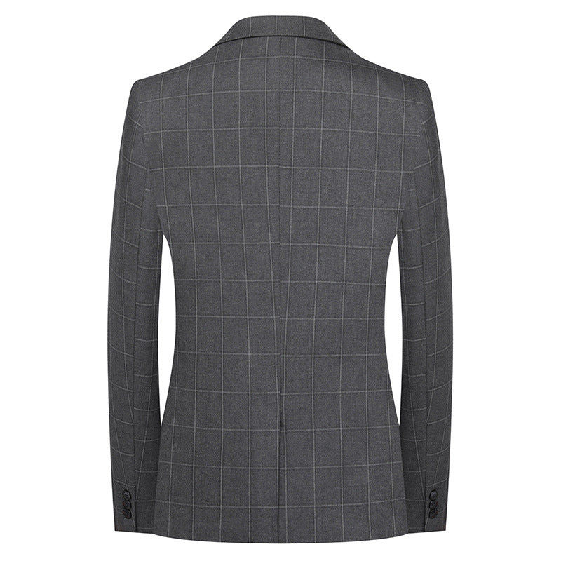 Dreiteiliger Stretch-Anzug für Herren mit Karomuster und Slim Fit