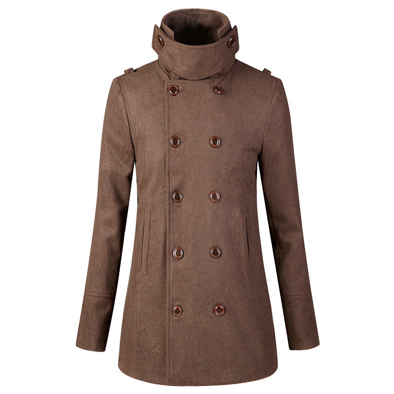 Solid Color Slim Long Trench Coat Plus Size Men's