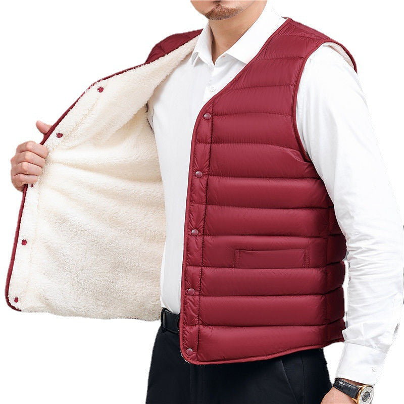 Plush Down Cotton Vest Men's Plus Size Thickening To Keep Warm
