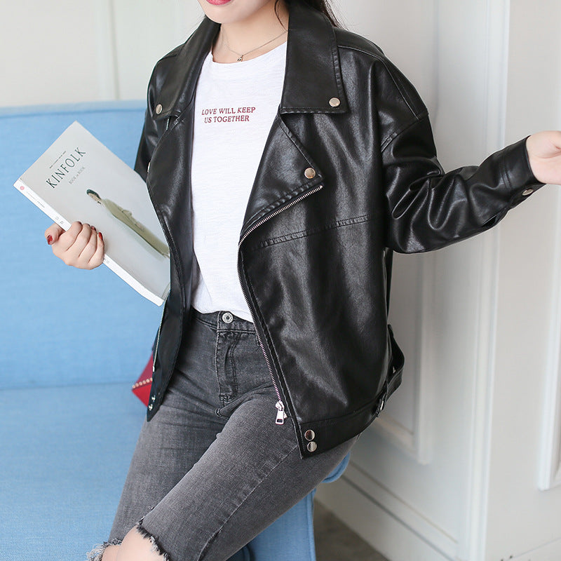 European And American Loose Leather Jacket