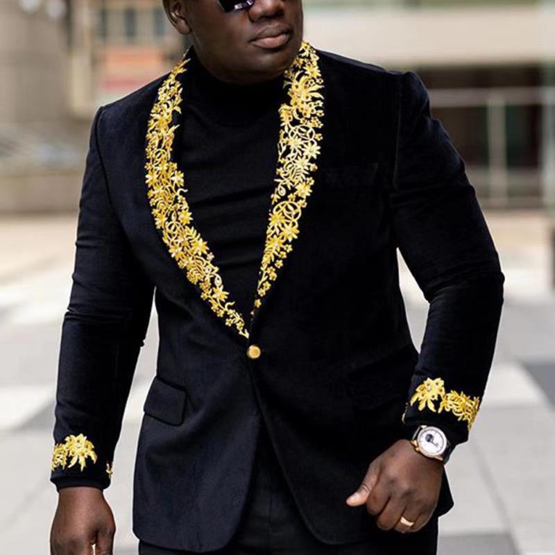 Men's Fashion Casual Print Collar Suit