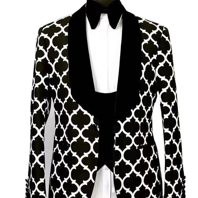 Men's Color Matching Single Button Casual Suit