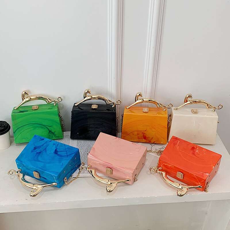 Acrylic Box Handbags for Women New Color Fashion Evening Square Bag Female Unusual High Quality Luxury Shoulder Bag Woman
