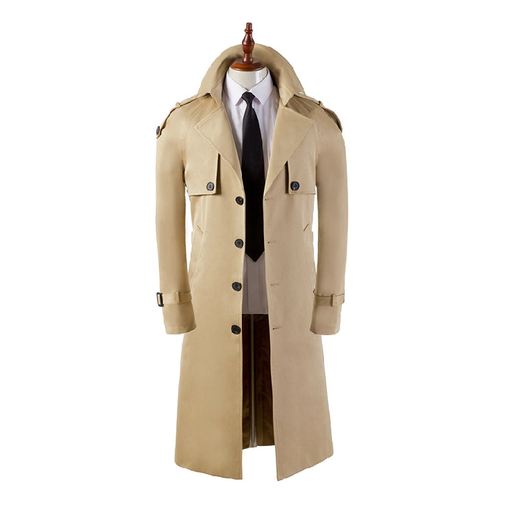 Herren Trenchcoat Superlang Overknee Slim Business Casual