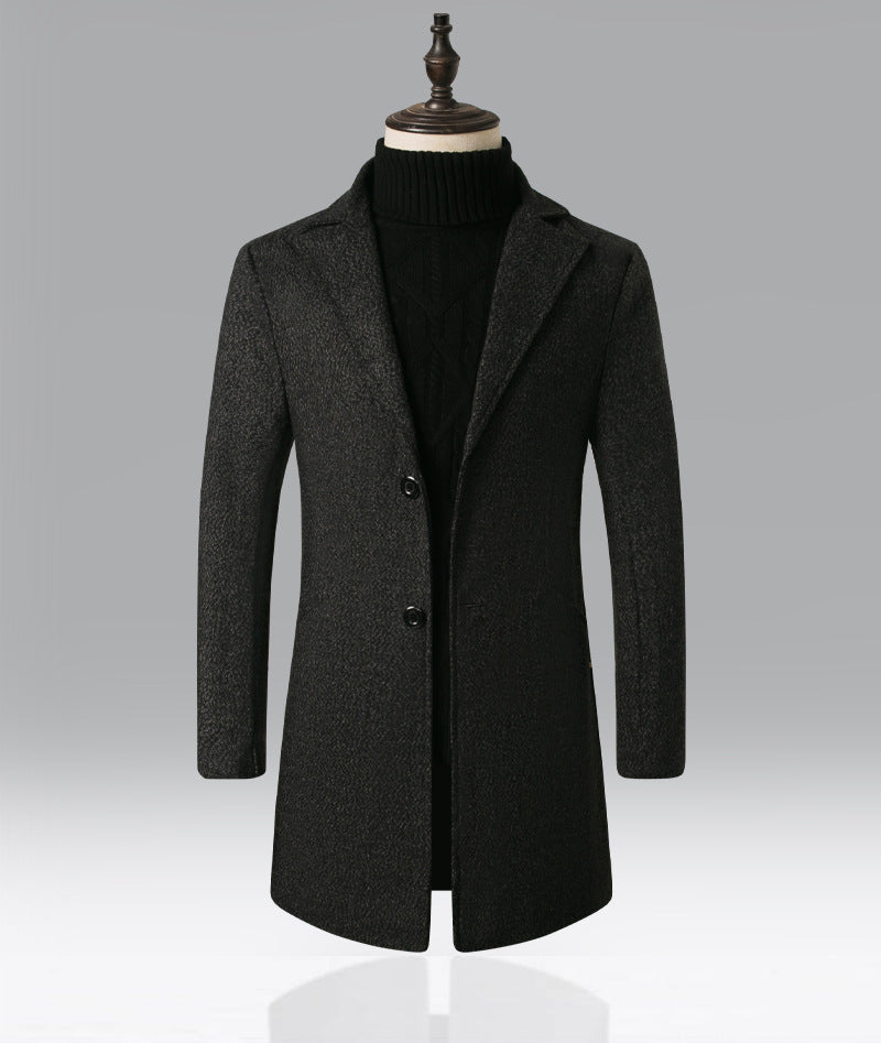 Herren Trenchcoat mit Schneeflockenmuster, mittellanger Wollmantel