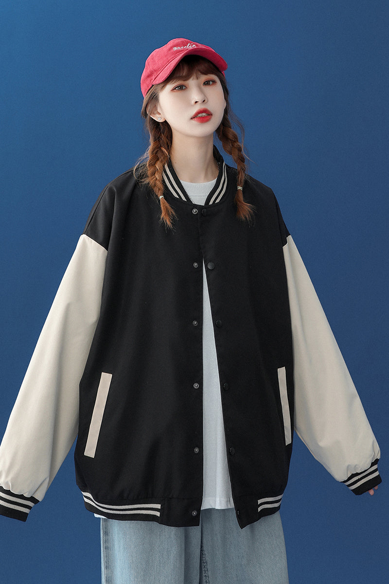 Trendy Brand Baseball Uniform Tooling Loose Bf Black Niche Baseball Jacket Women