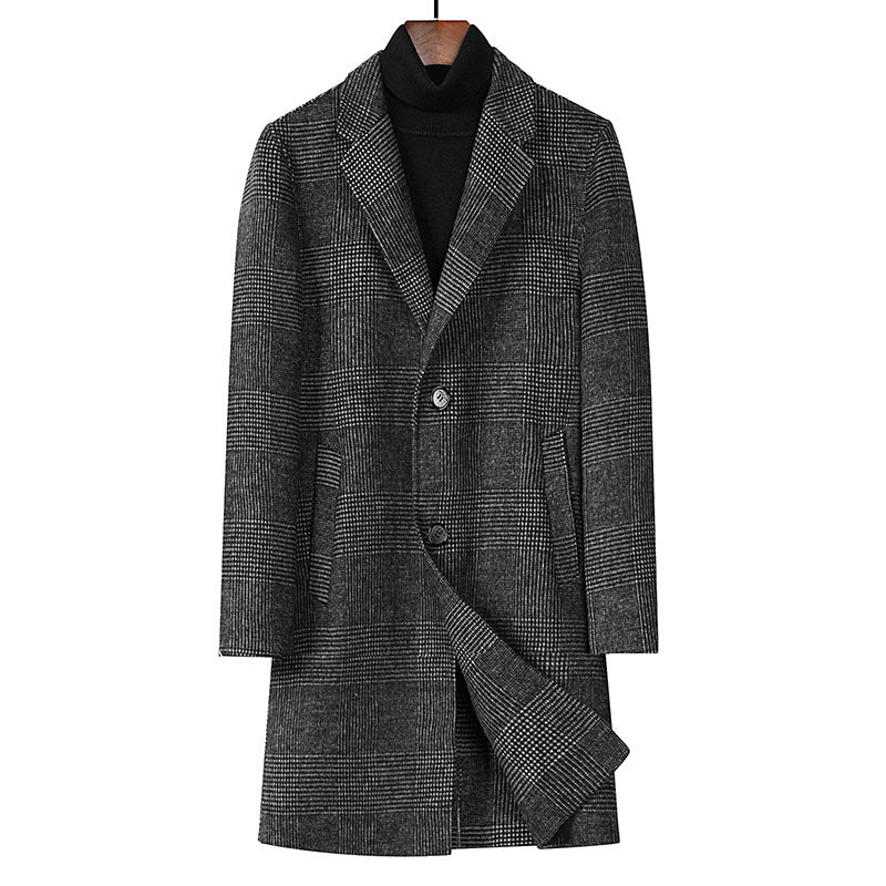 Men's Fashion Plaid Double-sided Woolen Coat