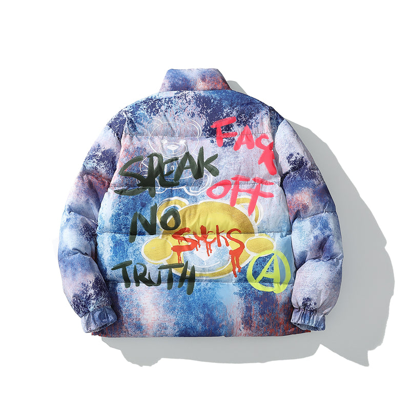 Graffiti printed cotton coat