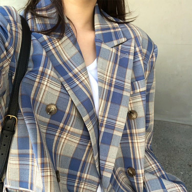 Loose temperament plaid suit jacket