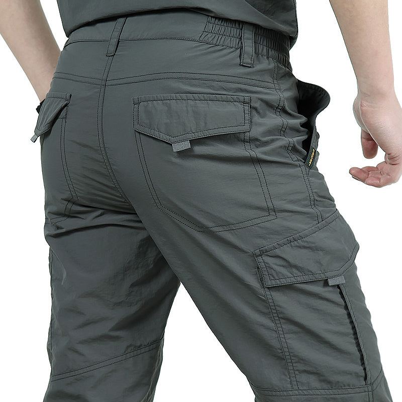 Men's straight tube mid waist elastic pants