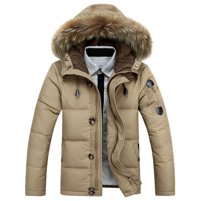 Men's Korean casual solid color thick down short jacket