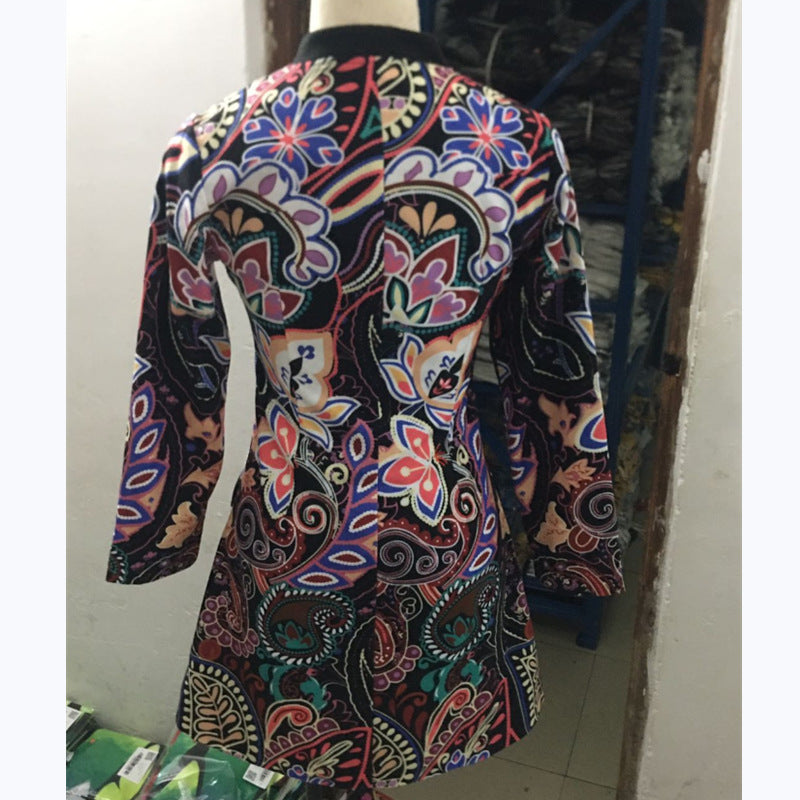 Women's printed long sleeve coat jacket