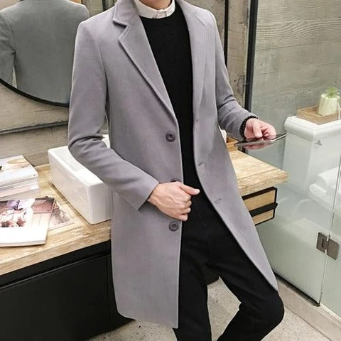 Single-breasted mid-length trench coat