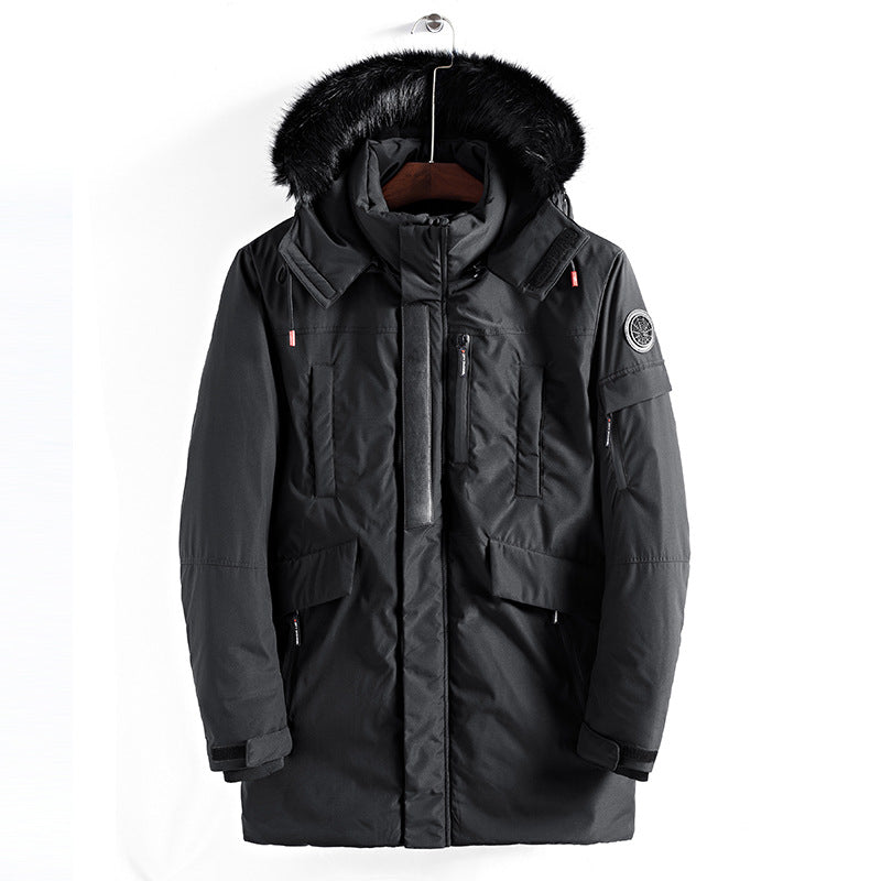 Men's mid-length hooded jacket