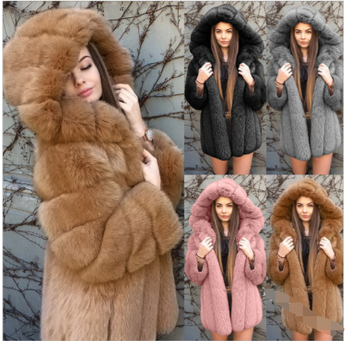 Fashion Temperament Faux Fur Coat Women's Mid-length