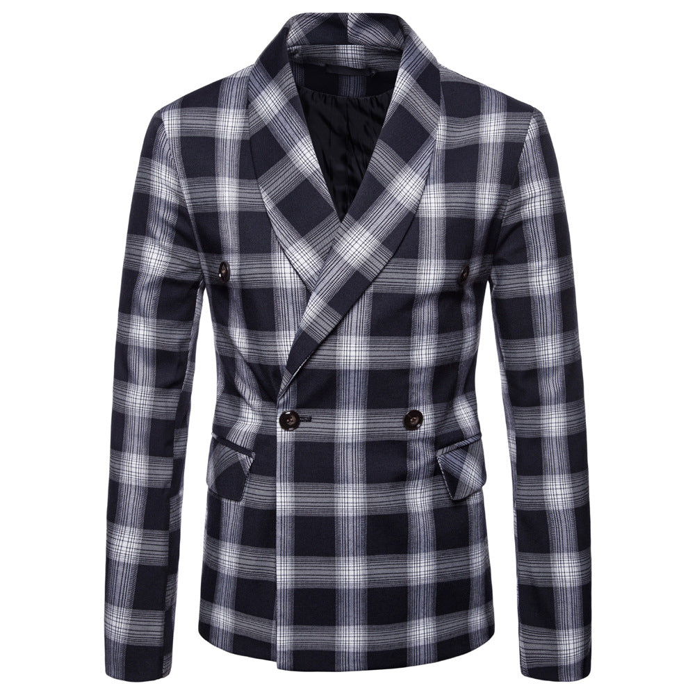 winter new style men's casual plaid suit jacket