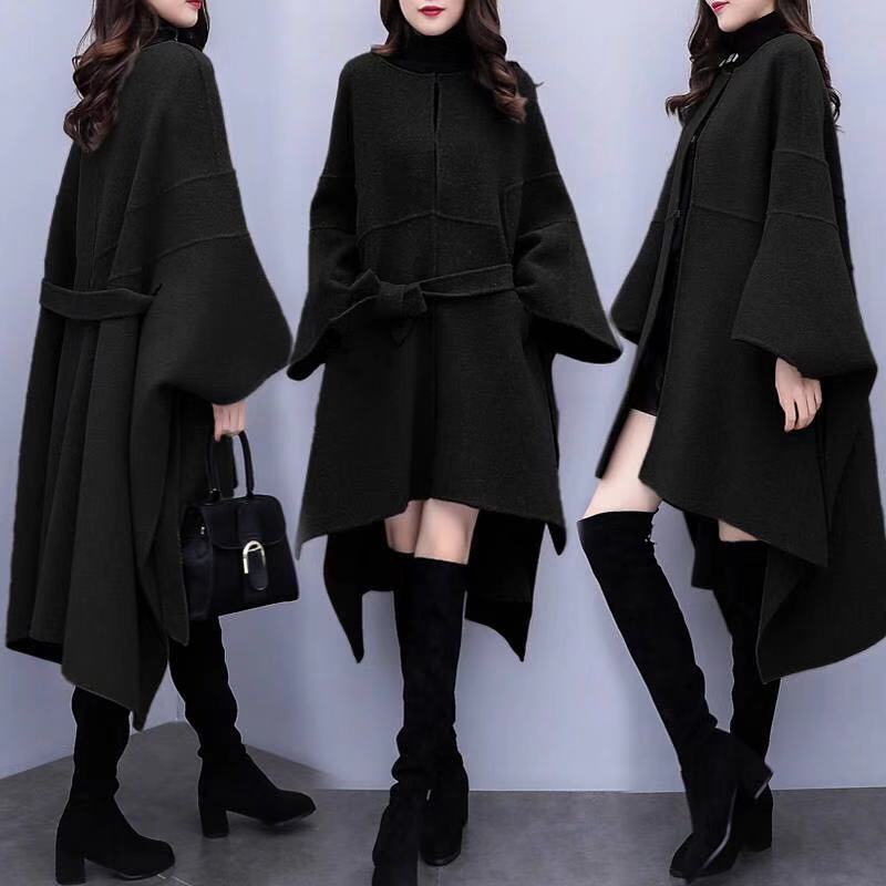 Woolen coat mid-length over-the-knee cloak woolen coat