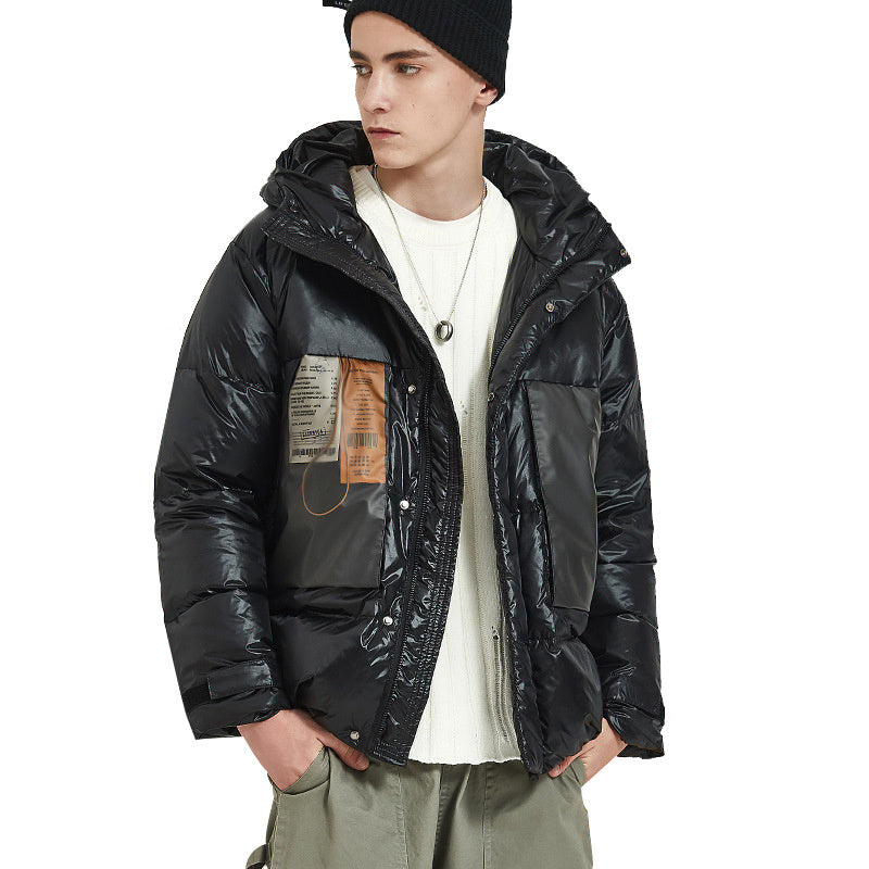 Glossy short men's down jacket