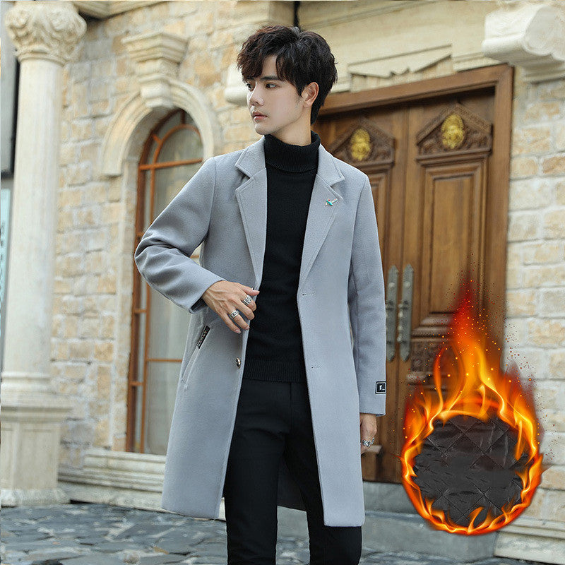 Slim youth woolen coat