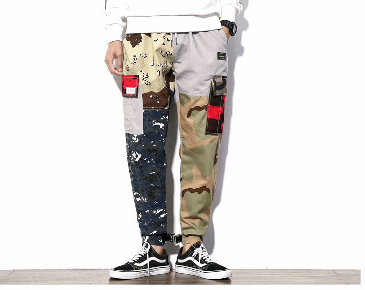 Autumn new day large size loose camouflage tooling men's elastic waist casual trousers