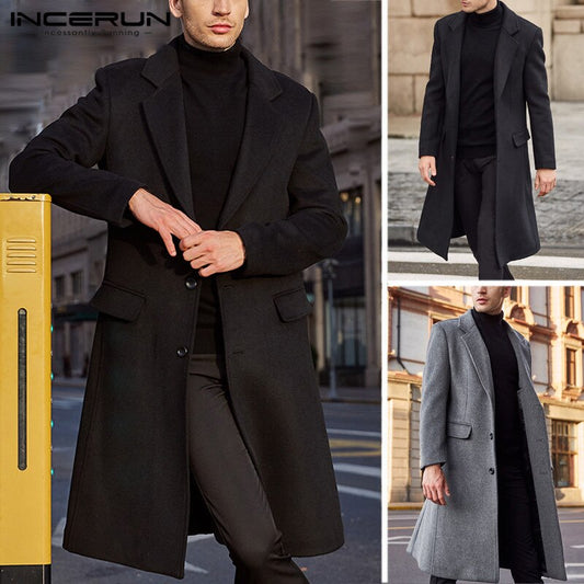 Men's long trench coat wool