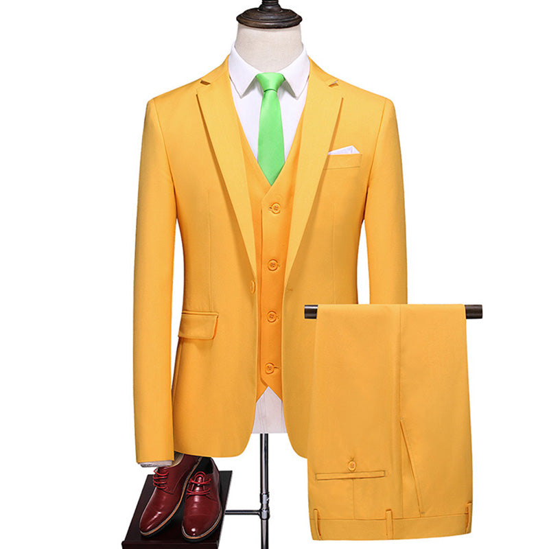 Three-piece suit solid color