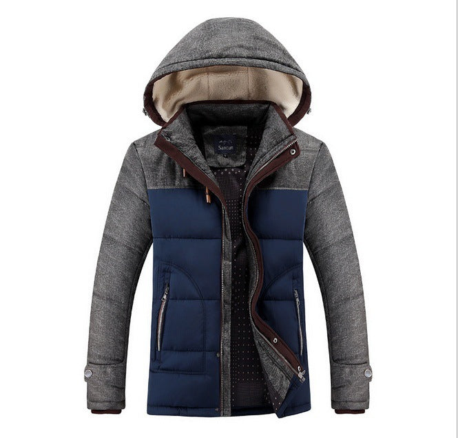 Herren Winterjacke mit Kapuze und Baumwollpolsterung, Freizeitjacke für Herren, Baumwollkleidung für Jugendliche, Schlanke, kurze, große Baumwolljacke 