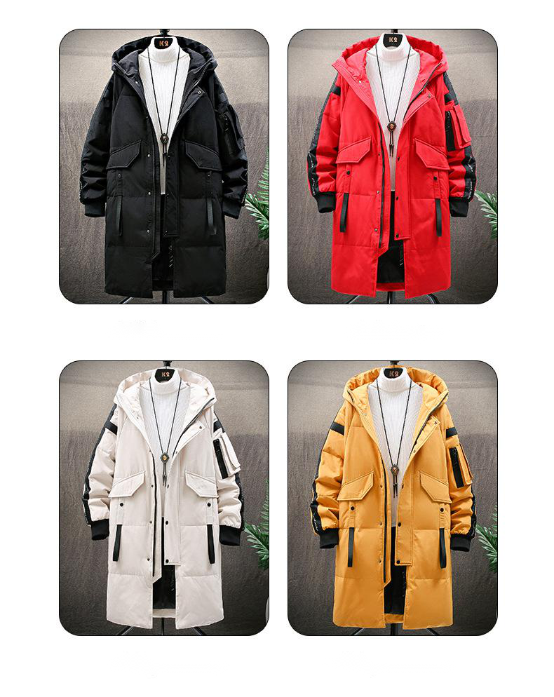 Men's jacket winter down jacket hooded mid-length fur collar