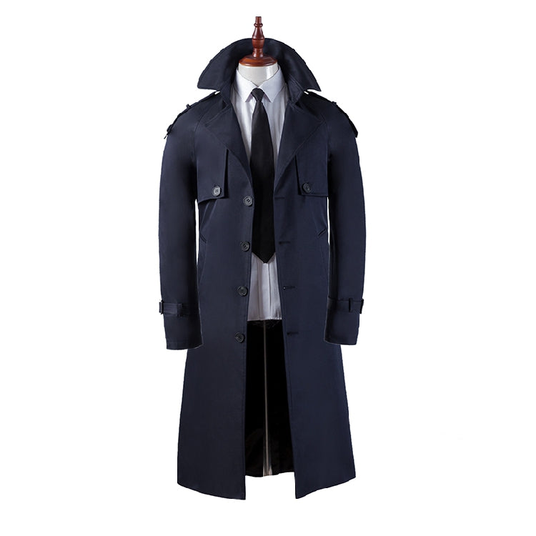 Herren Trenchcoat Superlang Overknee Slim Business Casual