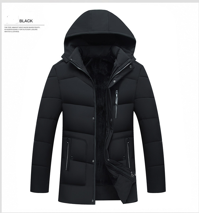 Warm thick cotton coat men's cotton hooded jacket