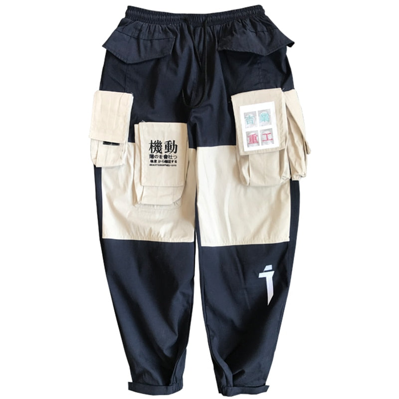 New men's Japanese loose version of overalls fashion men's large size stitching casual beam pants