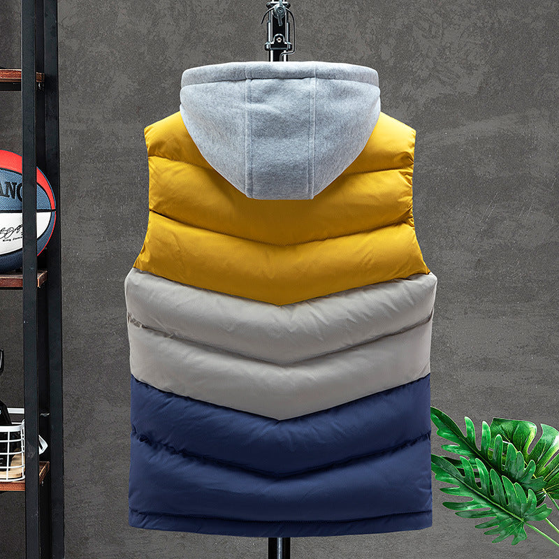 Korean color-blocking thickened warm vest