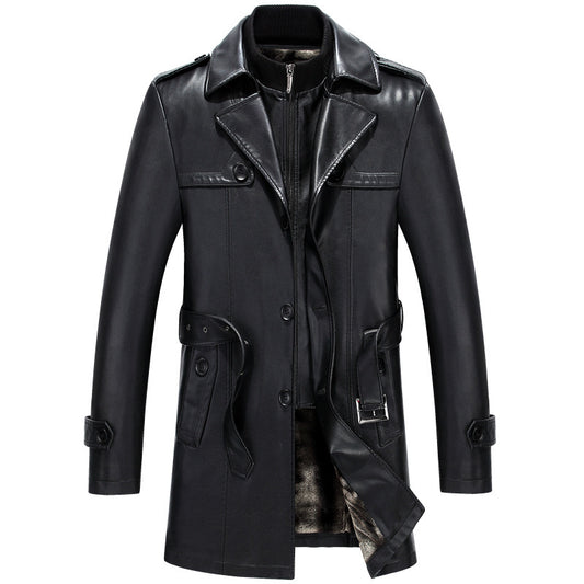 Leather leather men's mid-length sheepskin suit