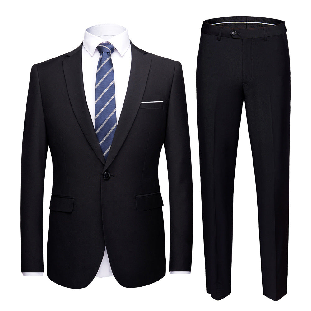 Solid Color 2-piece Small Suit Suit