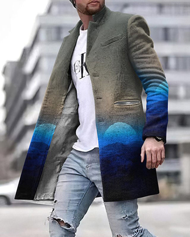 Winter New Men's Woolen Medium Long Casual Coat