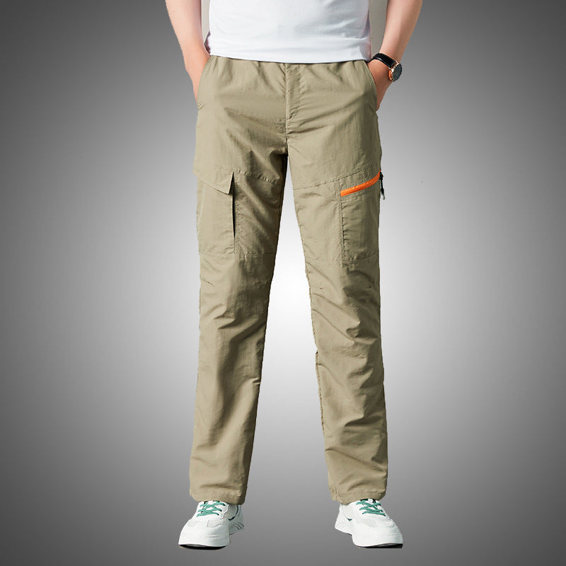 Ice Silk Straight Loose Multi-pocket Casual Quick-drying Hiking Long Pants