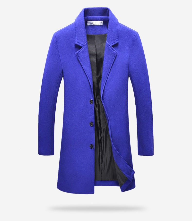 Woolen coat solid color lapel coat trench coat