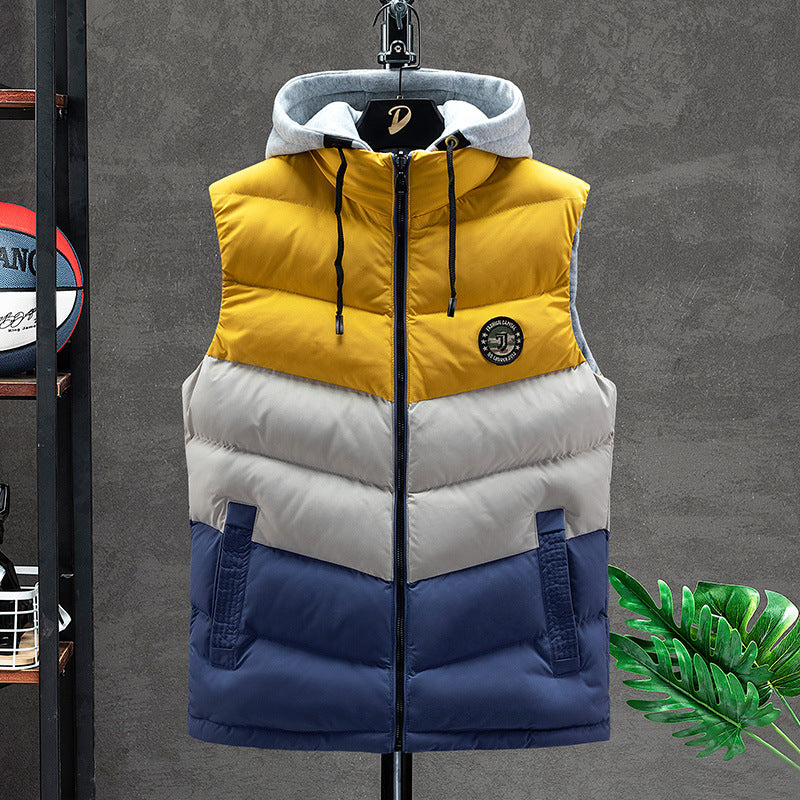 Korean color-blocking thickened warm vest