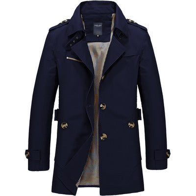 Men's casual  mid-length trench coat