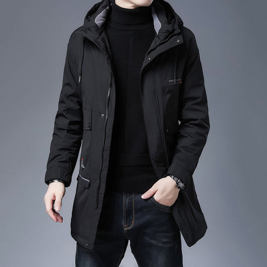 Youth zipper hooded white duck down down jacket