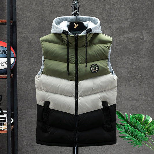 Korean color-blocking thickened warm vest