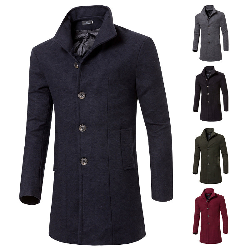 Fashion lapel long coat men's wool coat